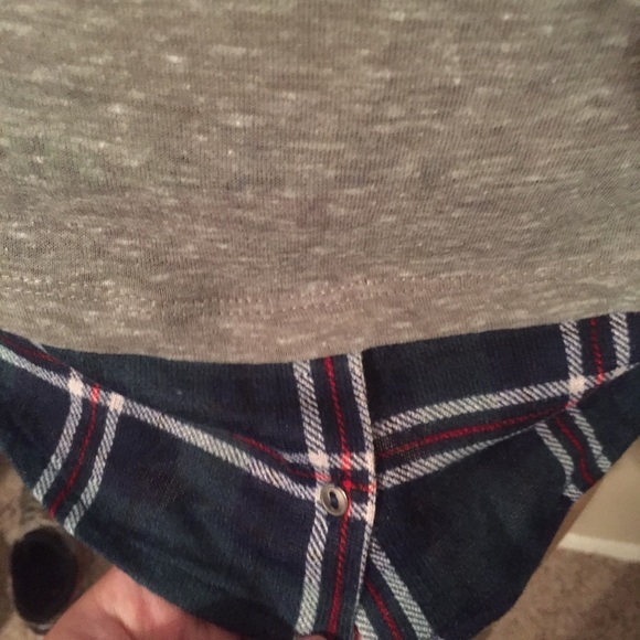 MABEL gray & plaid long sleeve blouse - Picture 5 of 5